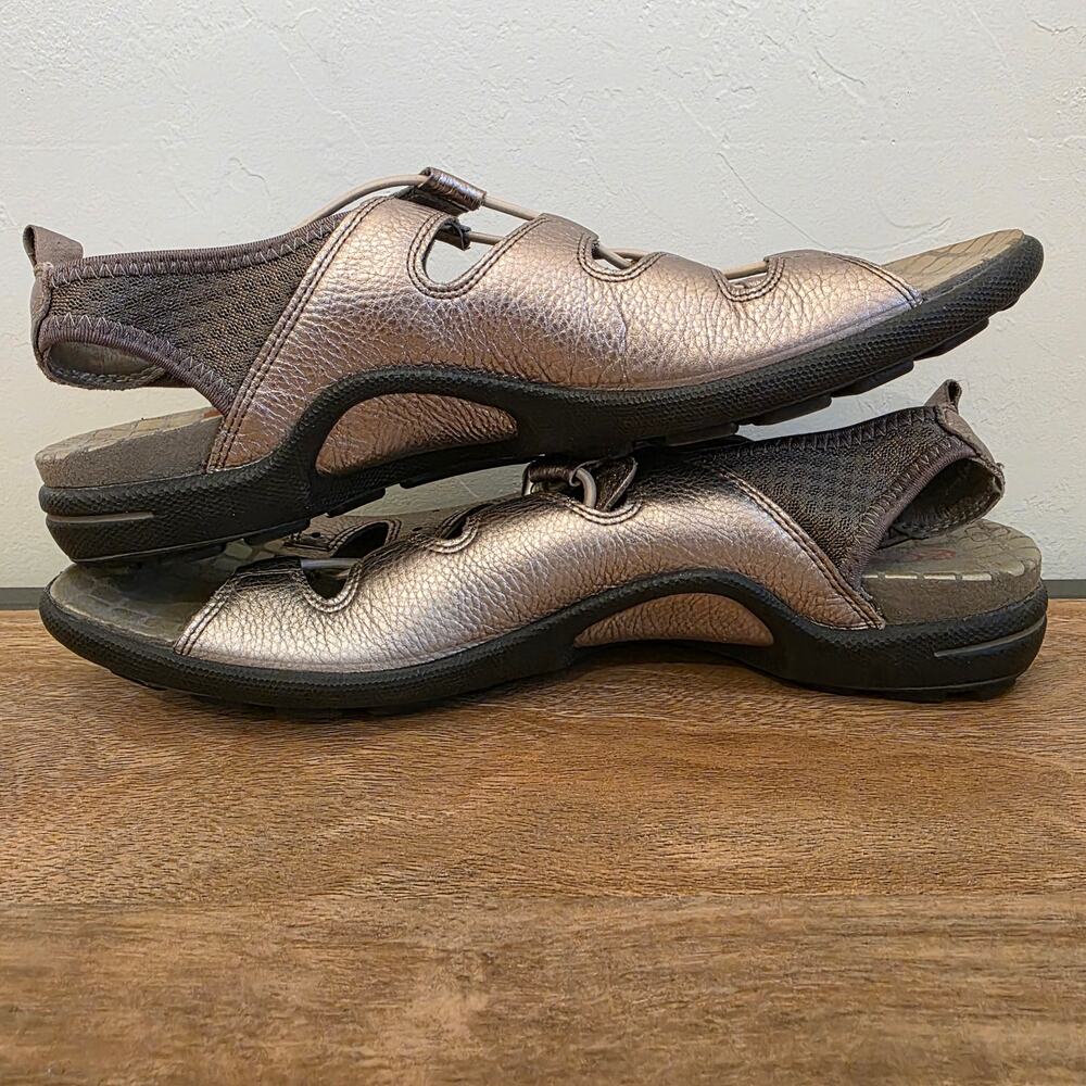 ECCO Metallic Leather Sport Sandals Women’s EU 42 Toggle Lace Comfort Shoes - Picture 11 of 12